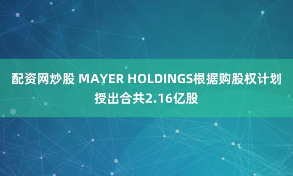 配资网炒股 MAYER HOLDINGS根据购股权计划授出合共2.16亿股